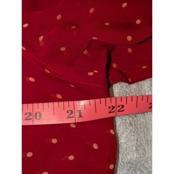 Lauren Ralph Lauren Silk Button Down Shirt Top Polka Dot Red Size L - Picture 6 of 6